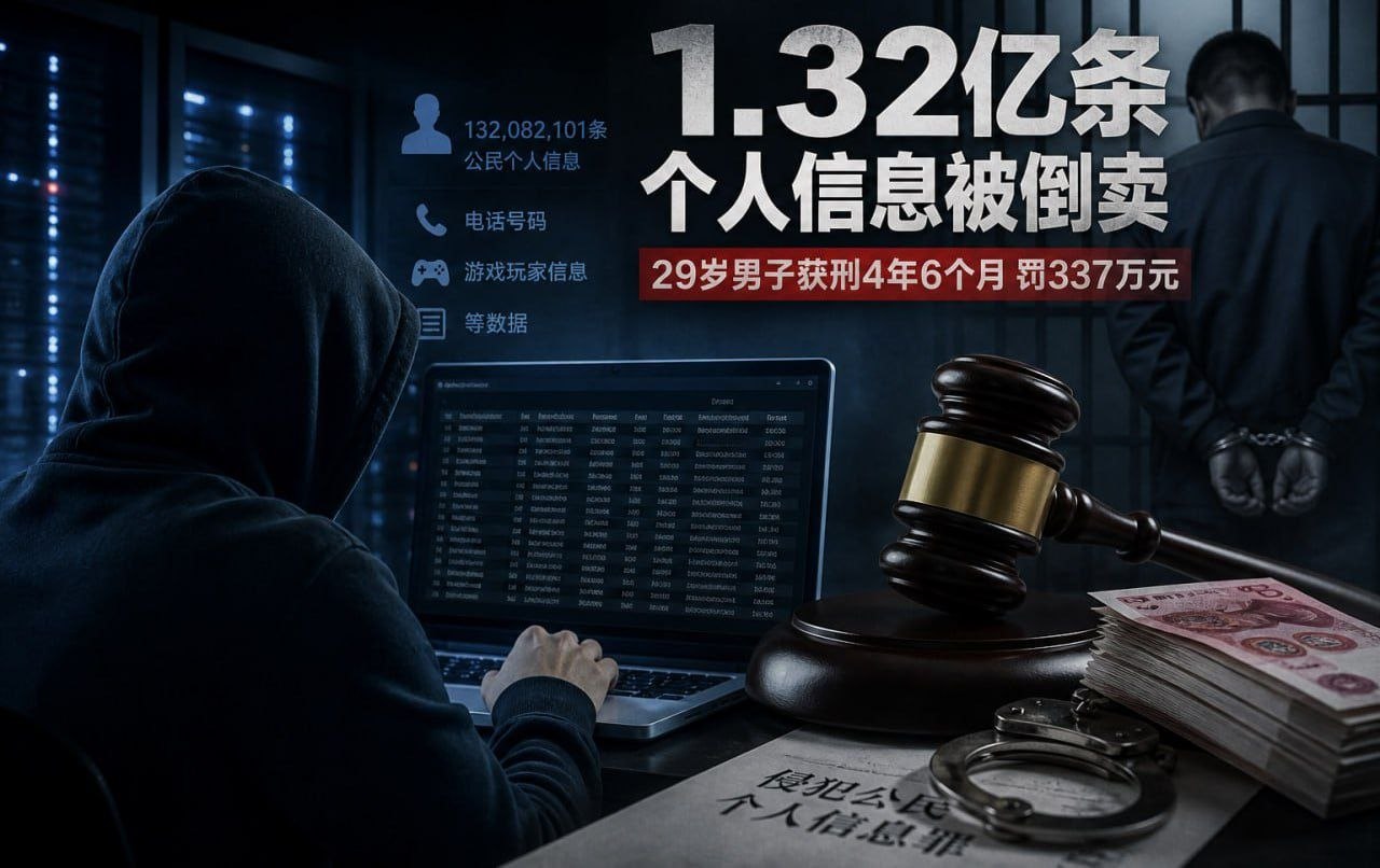 国内新闻 29岁男子倒卖1.32亿条个人信息 被判4年半罚337万元