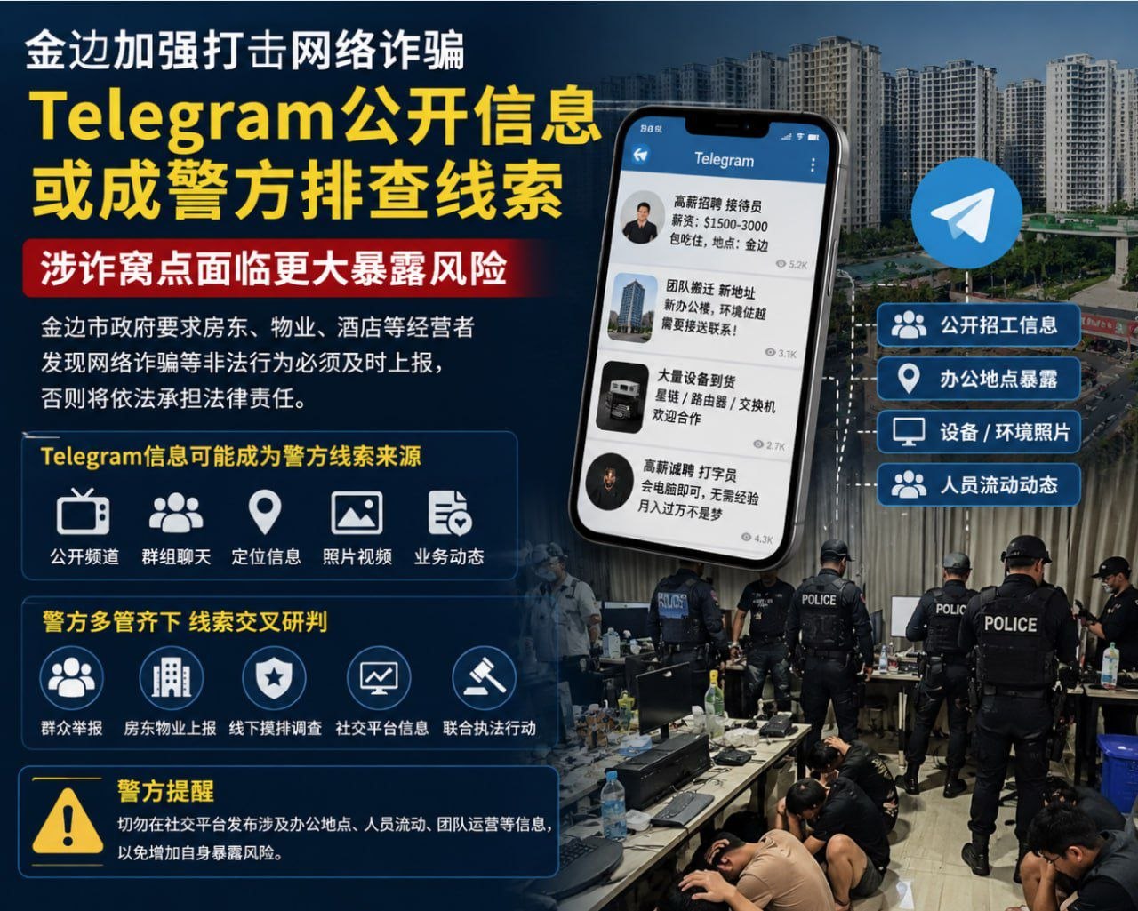 Telegram 公开信息或成警方排查线索，柬埔寨涉诈窝点面临更大暴露风险